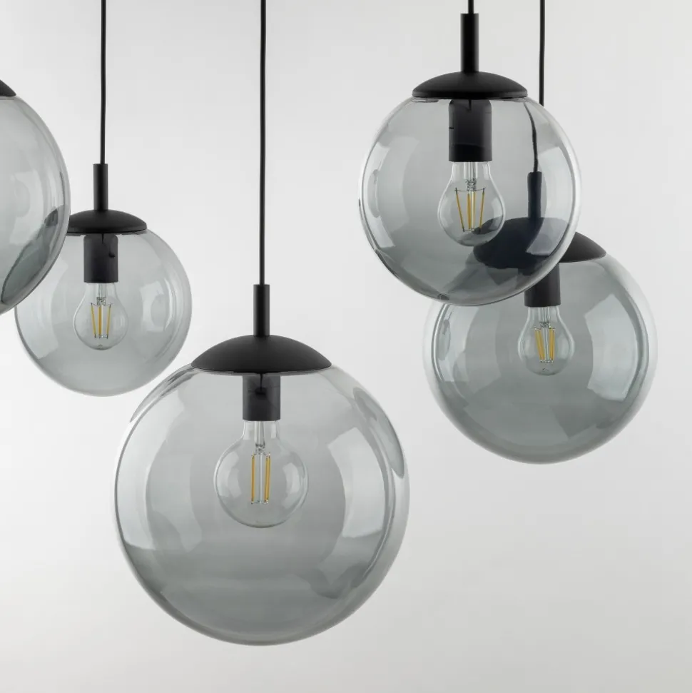 Lampa Wisząca ESME Grafitowy Szklane Klosze 6xE27