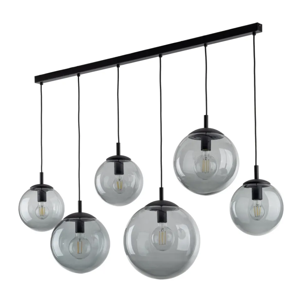 Lampa Wisząca ESME Grafitowy Szklane Klosze 6xE27 130cm