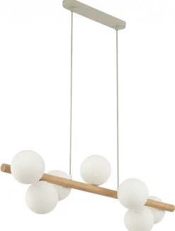 Lampa Wisząca ESTERA Brązowy Biały Szklane Klosze 7xG9