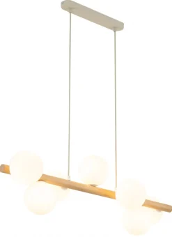 Lampa Wisząca ESTERA Brązowy Biały Szklane Klosze 7xG9