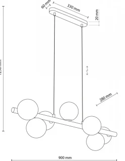 Lampa Wisząca ESTERA Brązowy Biały Szklane Klosze 7xG9