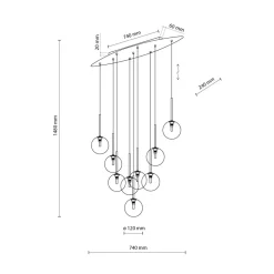 Lampa Wisząca ESTERA Brązowy Szklane Klosze 9xG9