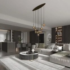 Lampa Wisząca ESTERA Brązowy Szklane Klosze 9xG9