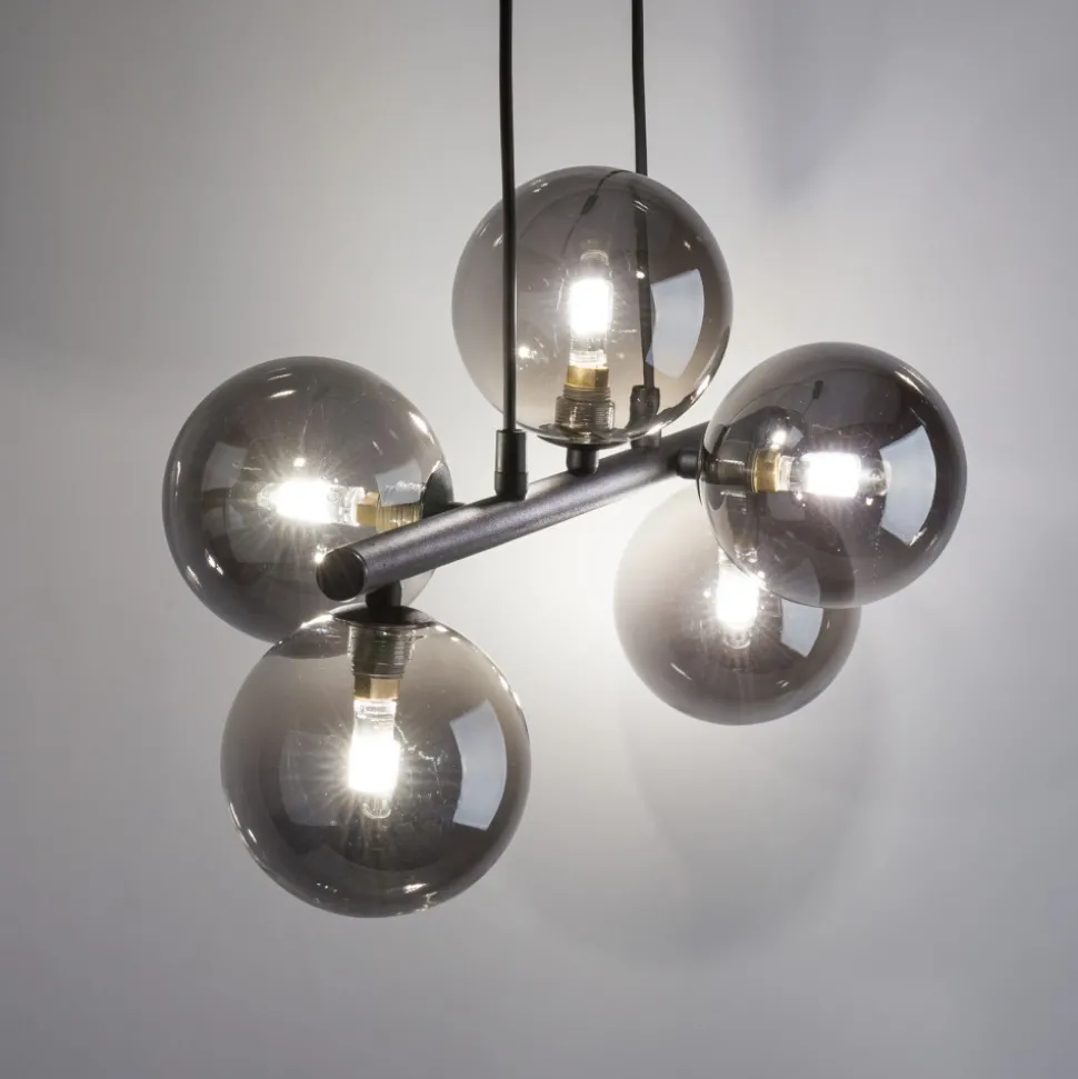 Lampa Wisząca ESTERA Czarny Grafitowy Szklane Klosze 5xG9