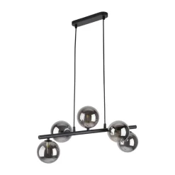 Lampa Wisząca ESTERA Czarny Grafitowy Szklane Klosze 5xG9
