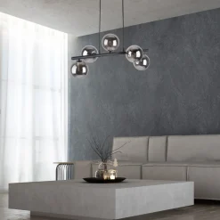 Lampa Wisząca ESTERA Czarny Grafitowy Szklane Klosze 5xG9