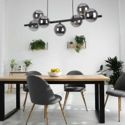 Lampa Wisząca ESTERA Czarny Grafitowy Szklane Klosze 7xG9