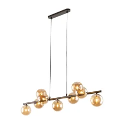 Lampa Wisząca ESTERA Czarny Brązowy Szklane Klosze 9xG9