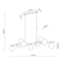 Lampa Wisząca ESTERA Czarny Brązowy Szklane Klosze 9xG9