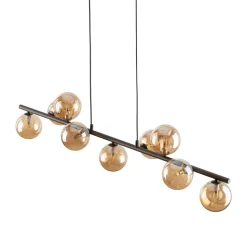 Lampa Wisząca ESTERA Czarny Brązowy Szklane Klosze 9xG9