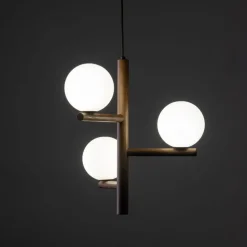 Lampa wisząca ESTERA WOOD orzech klosz biały 3xG9