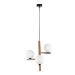 Lampa wisząca ESTERA WOOD orzech klosz biały 3xG9