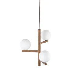 Lampa wisząca ESTERA WOOD orzech klosz biały 3xG9