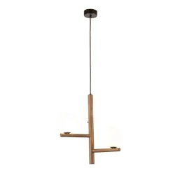 Lampa wisząca ESTERA WOOD orzech klosz biały 3xG9