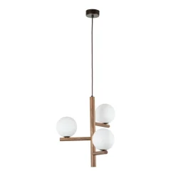 Lampa wisząca ESTERA WOOD orzech klosz biały 3xG9