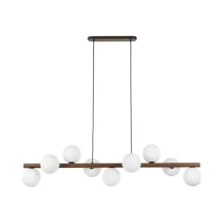 Lampa wisząca ESTERA WOOD orzech klosz biały 9xG9
