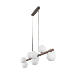 Lampa wisząca ESTERA WOOD orzech klosz biały 9xG9