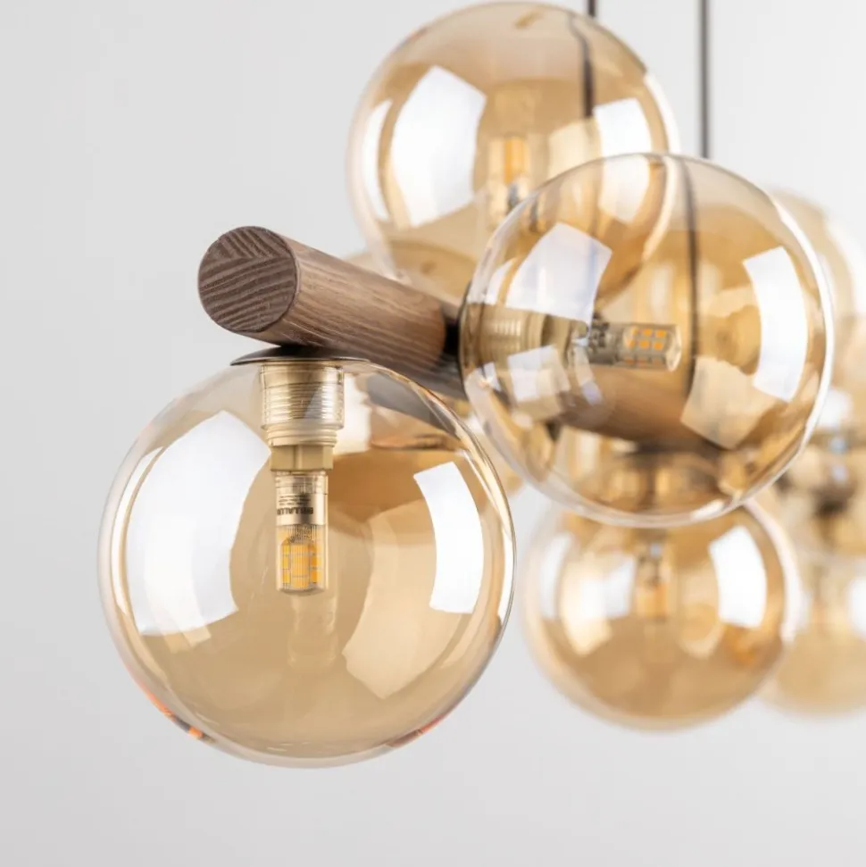 Lampa wisząca ESTERA WOOD brązowa orzech 9xG9