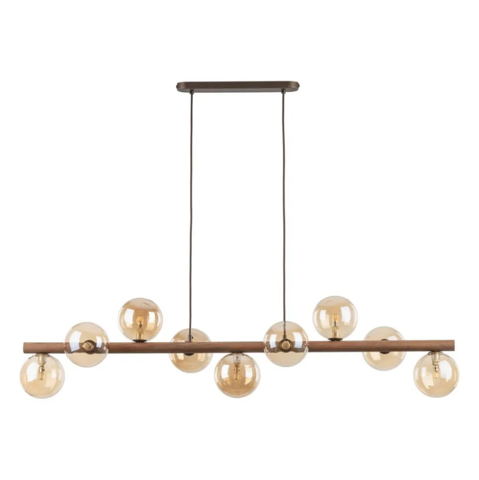 Lampa wisząca ESTERA WOOD brązowa orzech 9xG9