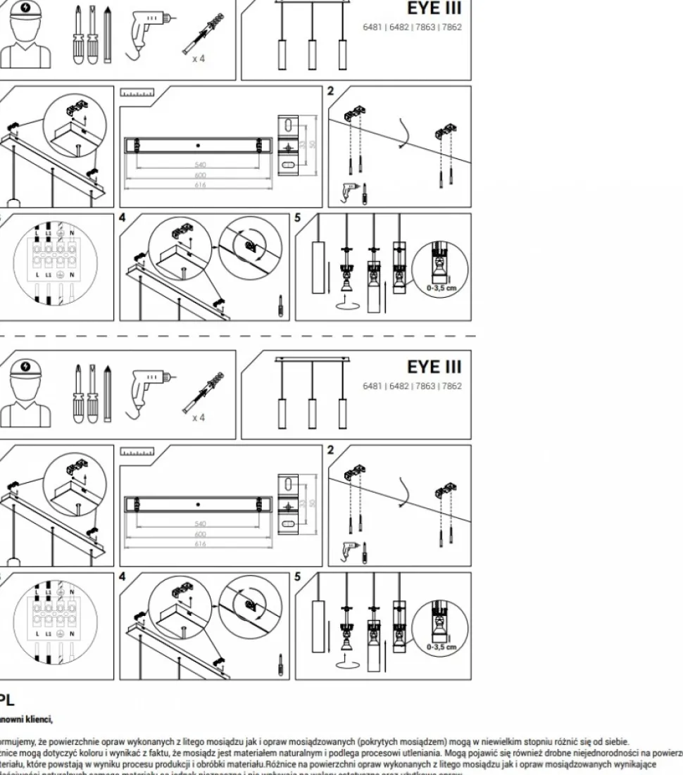 Lampa Wisząca EYE Biały 3xGU10 Listwa
