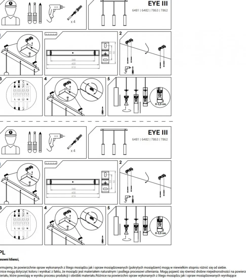 Lampa Wisząca EYE Czarny 3xGU10 Listwa