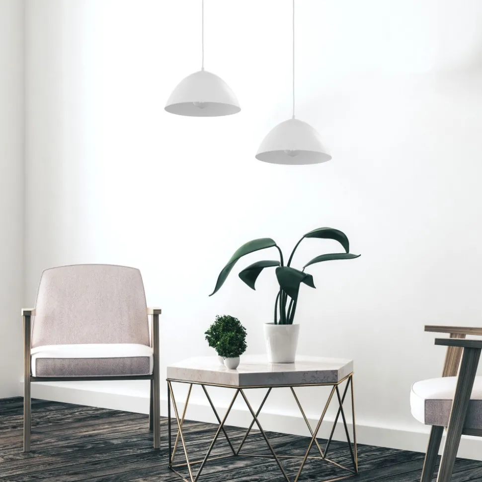 Lampa wisząca FARO Biały Metalowy Klosz 1xE27 34cm