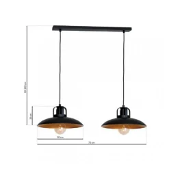 Lampa Wisząca FELIX II Czarny Złoty Metalowe Klosze 2xE27