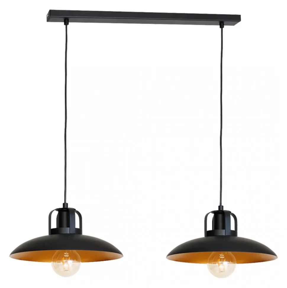 Lampa Wisząca FELIX II Czarny Złoty Metalowe Klosze 2xE27