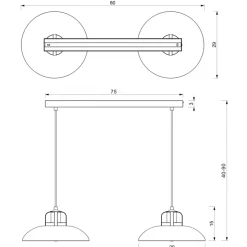 Lampa Wisząca FELIX Zielony Złoty Metalowe Klosze 2xE27 75x90cm