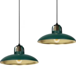 Lampa Wisząca FELIX Zielony Złoty Metalowe Klosze 2xE27 75x90cm