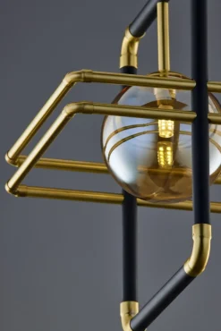 Lampa Wisząca FIORI Czarny Złoty Szklany Klosz 1xG9 29 cm