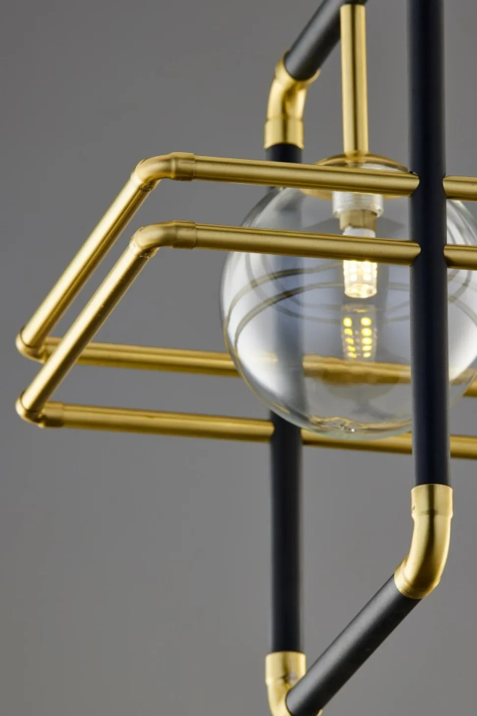 Lampa Wisząca FIORI I Czarny Złoty Szklany Klosz 1xG9 29 cm