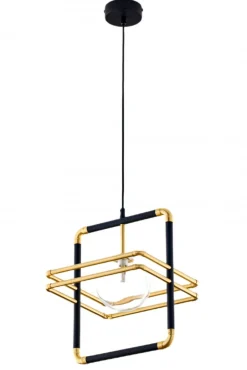 Lampa Wisząca FIORI I Czarny Złoty Szklany Klosz 1xG9 29 cm
