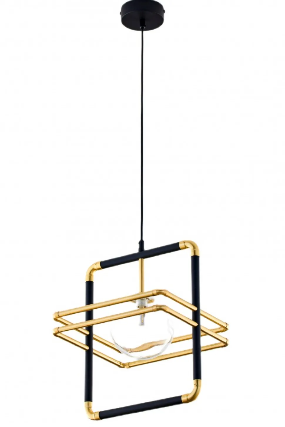 Lampa Wisząca FIORI I Czarny Złoty Szklany Klosz 1xG9 29 cm