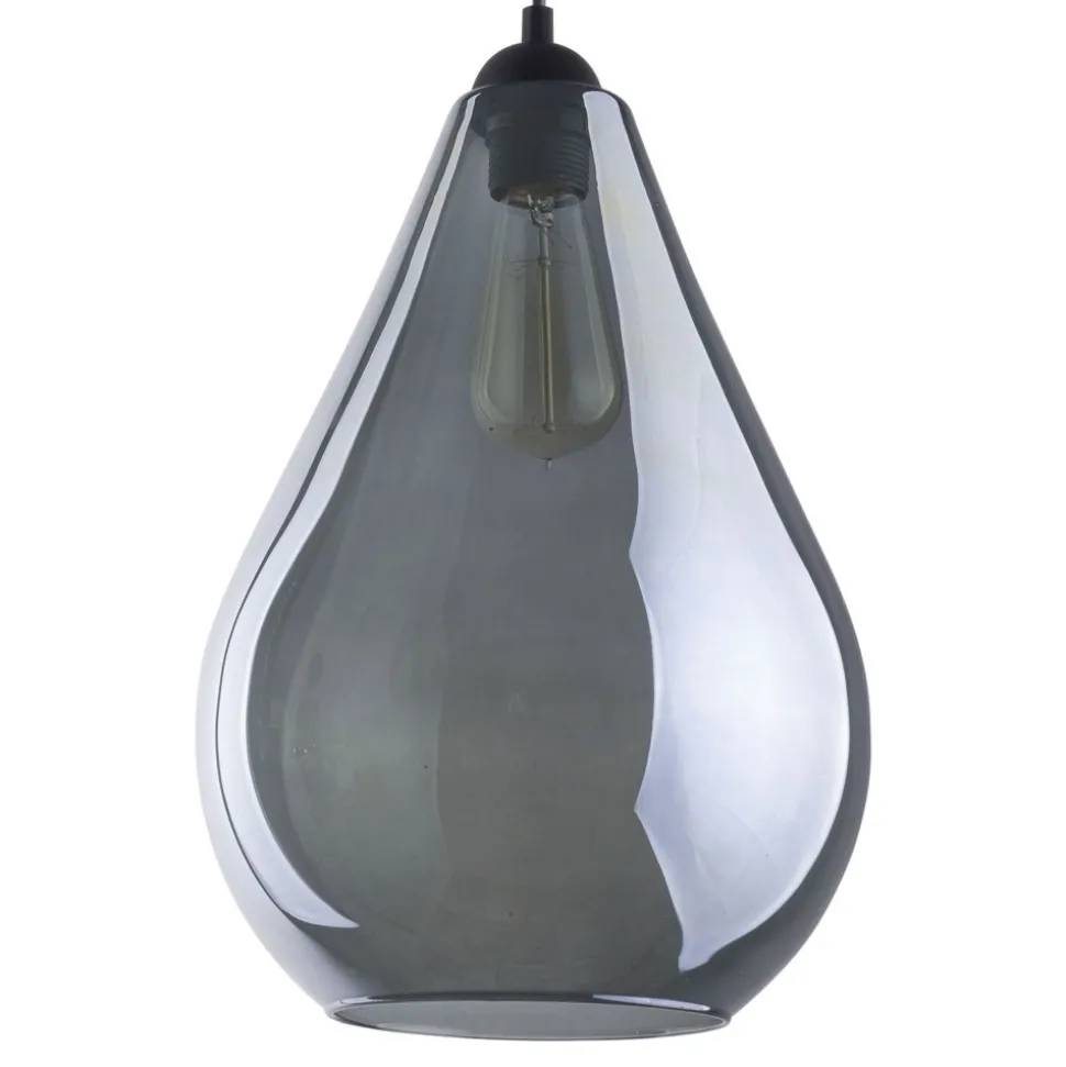 Lampa Wisząca FUENTE Czarny Grafitowy Szklany Klosz 1xE27