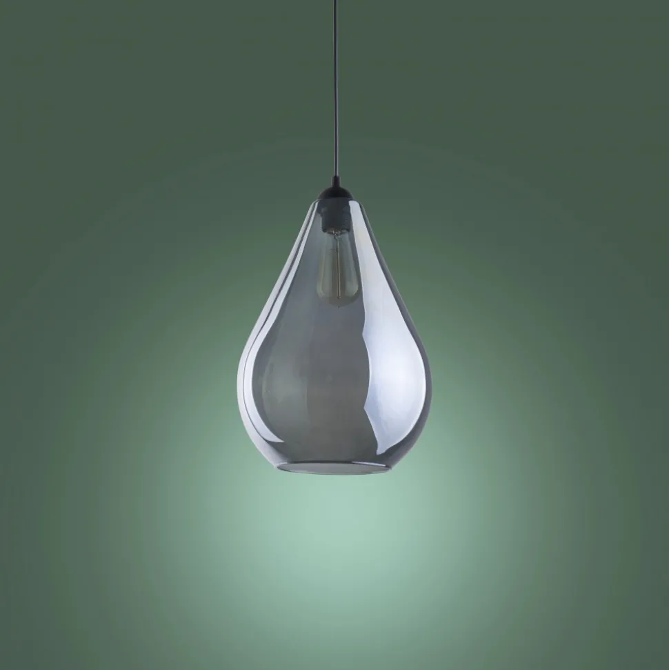 Lampa Wisząca FUENTE Czarny Grafitowy Szklany Klosz 1xE27