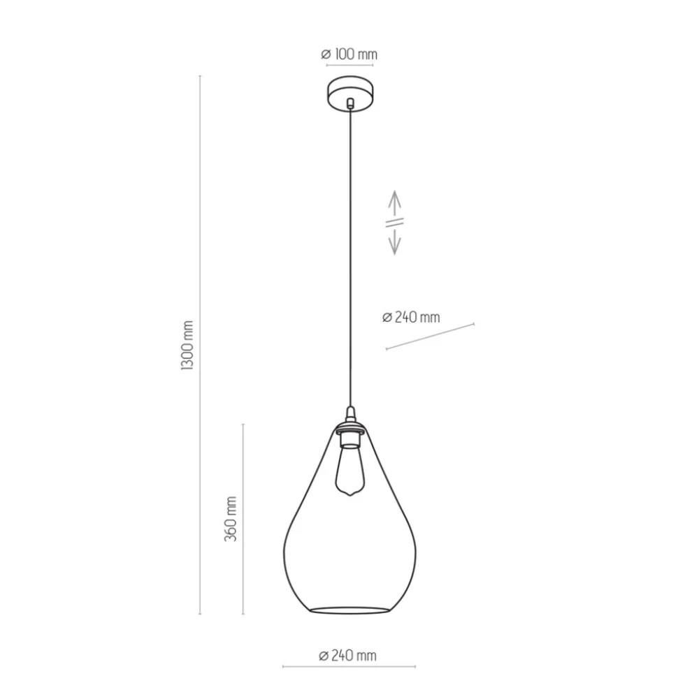 Lampa Wisząca FUENTE Czarny Grafitowy Szklany Klosz 1xE27