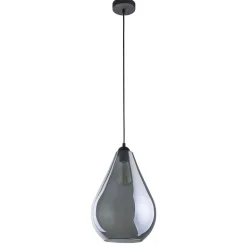 Lampa Wisząca FUENTE Czarny Grafitowy Szklany Klosz 1xE27