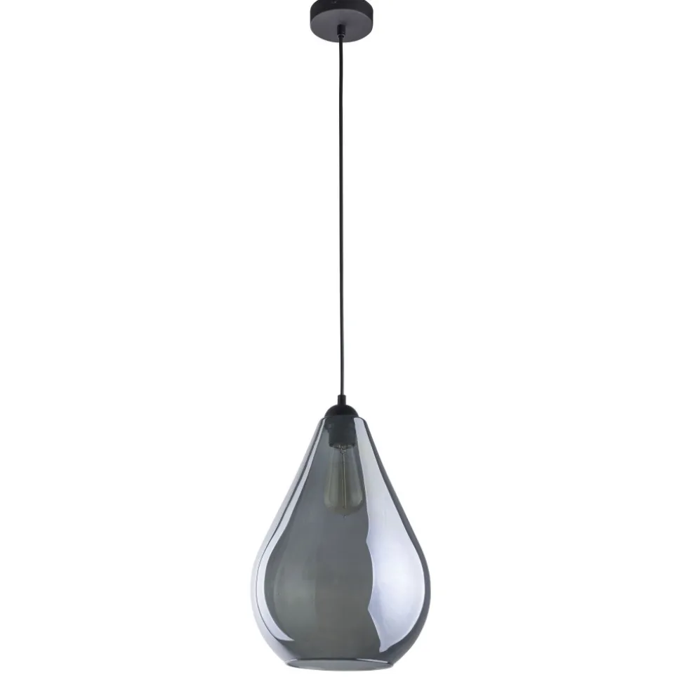Lampa Wisząca FUENTE Czarny Grafitowy Szklany Klosz 1xE27