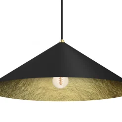 Lampa Wisząca FUJI Czarny Złoty Kompozyt 1xE27 70cm