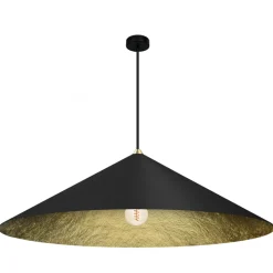 Lampa Wisząca FUJI Czarny Złoty Kompozyt 1xE27 90cm