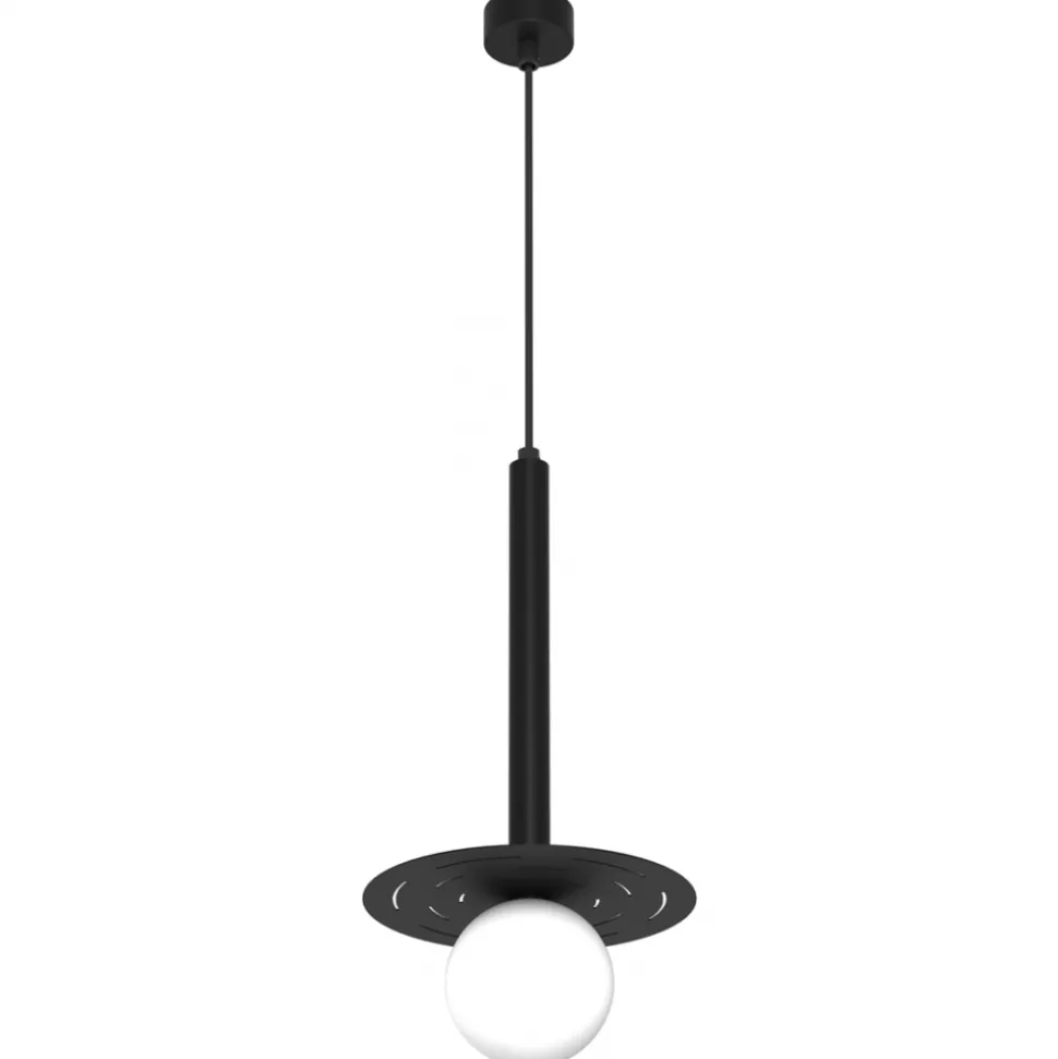 Lampa Wisząca FUTURA Czarny Biały Szklany Klosz 1xG9 20cm