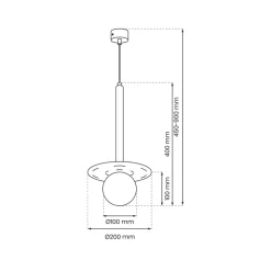 Lampa Wisząca FUTURA Czarny Biały Szklany Klosz 1xG9 20cm