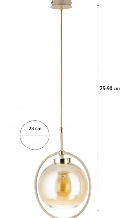 Lampa Wisząca Galaxy Beżowa Szkło 1xE27 27 cm