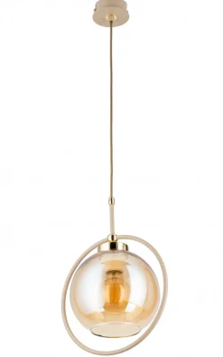 Lampa Wisząca Galaxy Beżowa Szkło 1xE27 27 cm