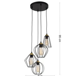 Lampa Wisząca GALAXY Czarny Metalowe Klosze 4xE27