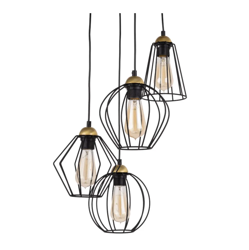 Lampa Wisząca GALAXY Czarny Metalowe Klosze 4xE27