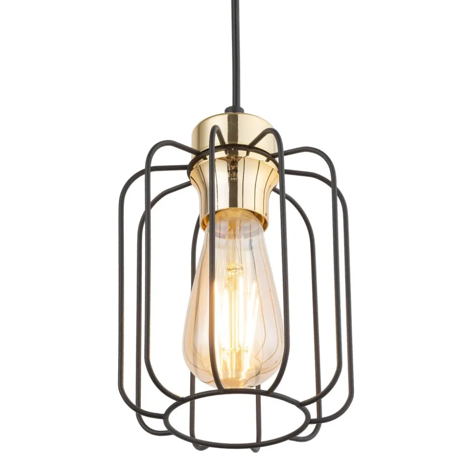 Lampa Wisząca GALAXY NEW Czarny Złoty Metalowy Klosz 1xE27
