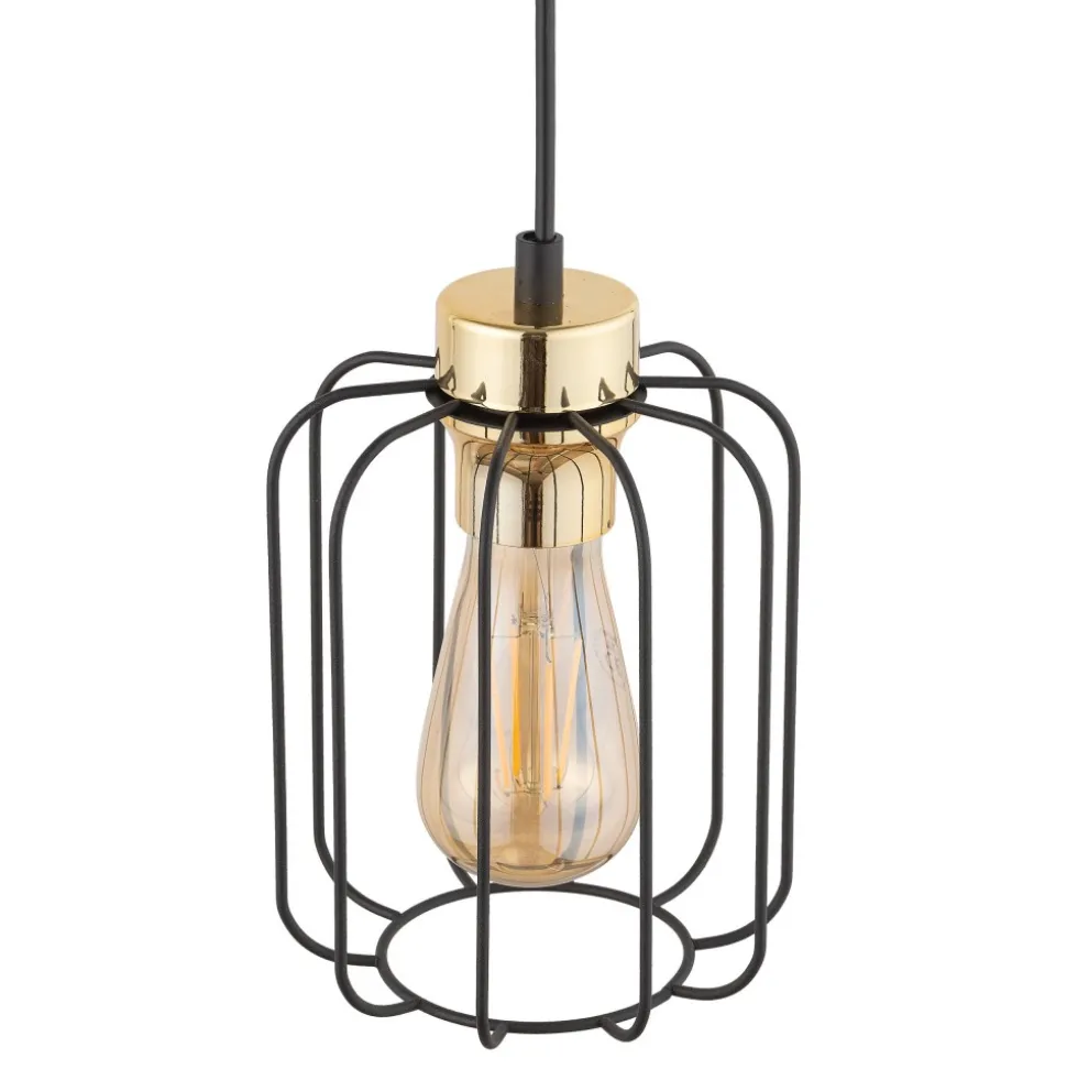 Lampa Wisząca GALAXY NEW Czarny Złoty Metalowy Klosz 1xE27