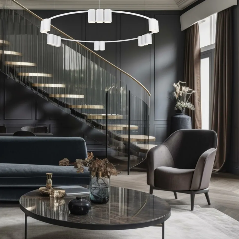 Lampa Wisząca GENESIS Koło Biały 15xGU10 100cm